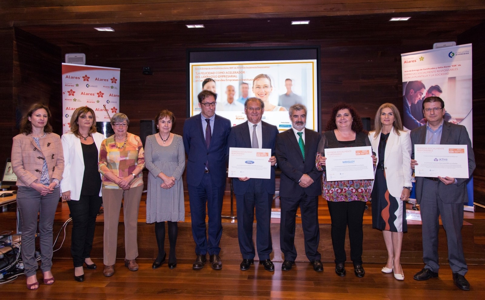 Entrega de certificado Alares “ESR” de “Empresas Socialmente Responsables”a organizaciones  de 1er nivel en Cataluña